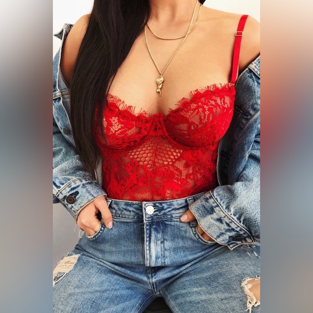 Hopeless Romantic Red Lace Teddy Bodysuit
